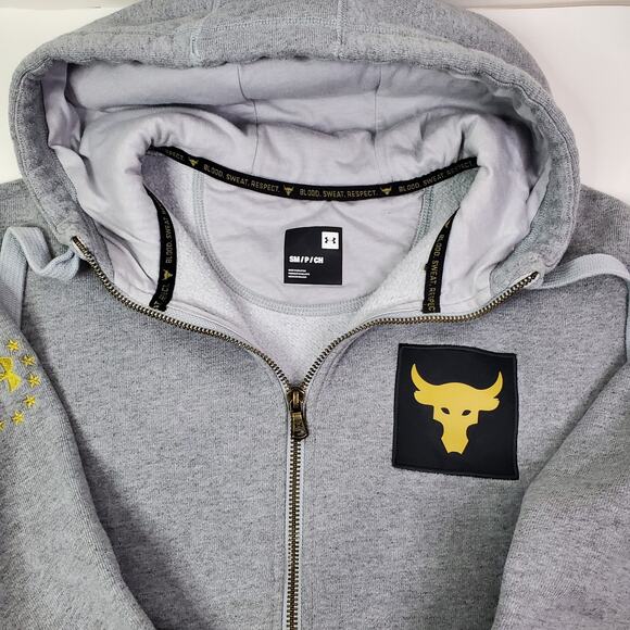 Under Armour Men's Size S Freedom x Project Rock Full Zip Hoodie Gray - Picture 7 of 13